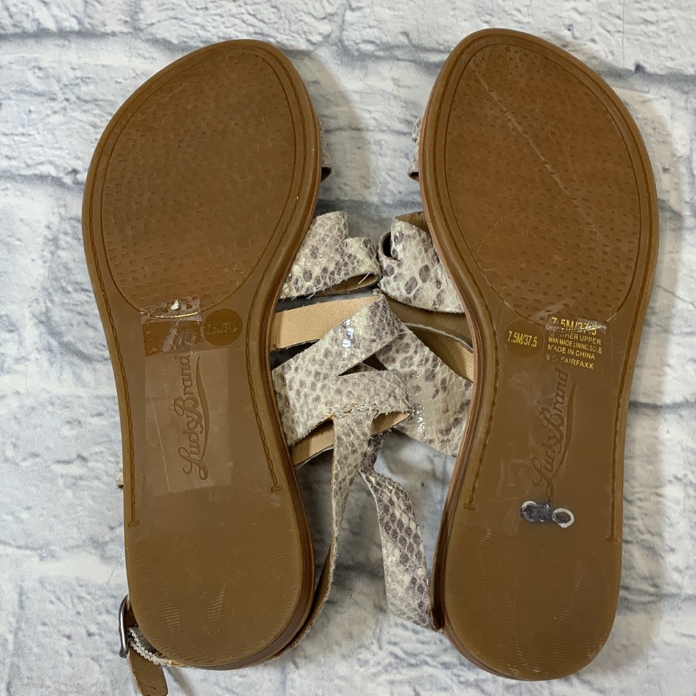 Lucky Brand LEATHER Strappy Snakeprint sandals 7.5 Open toe New - Picture 5 of 12